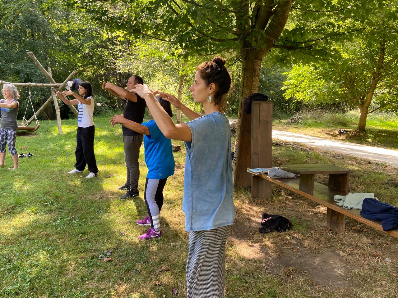 Qigong practice under the trees